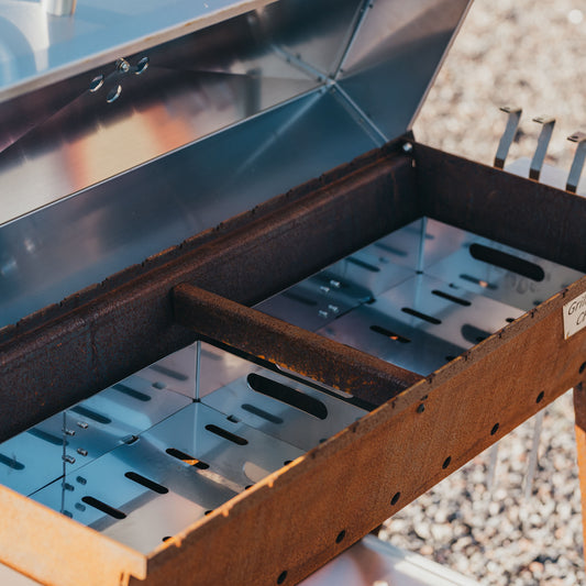 GrillSymbol Chef‑XL Corten Steel Charcoal Grill | Large Outdoor BBQ (2024 Upgrade) Extra accessories worth over £250